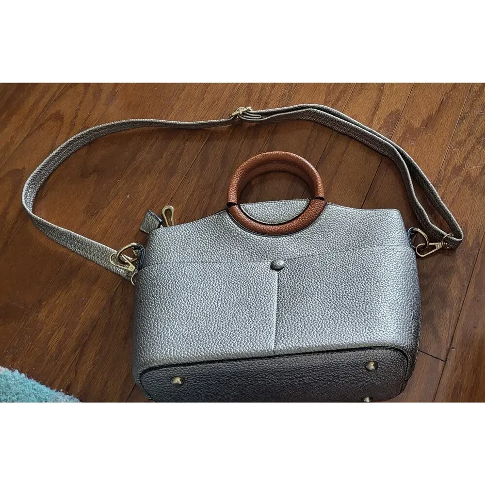 MELLOW WORLD Purse Crossbody with Circle Handles Medium Gold Brown